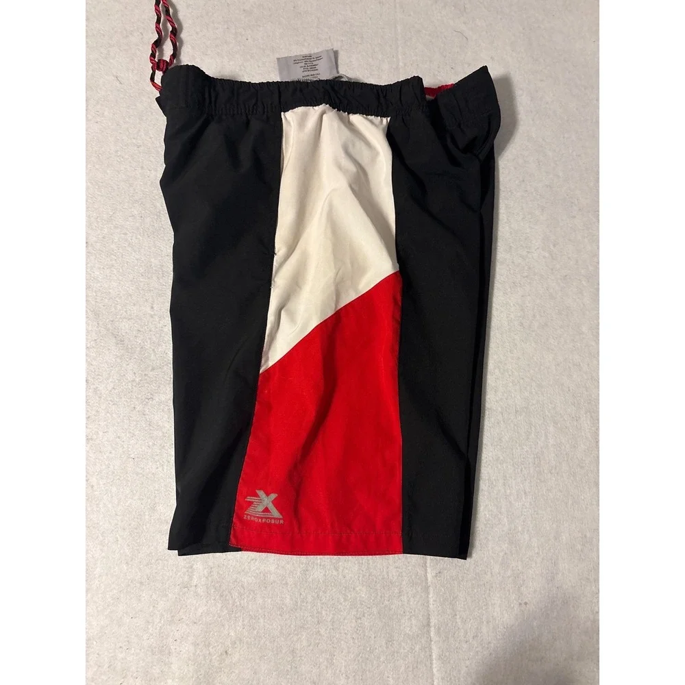 ZeroXposur Board Shorts Mens Large Black Red White Colorblock Swim‎ Trunks